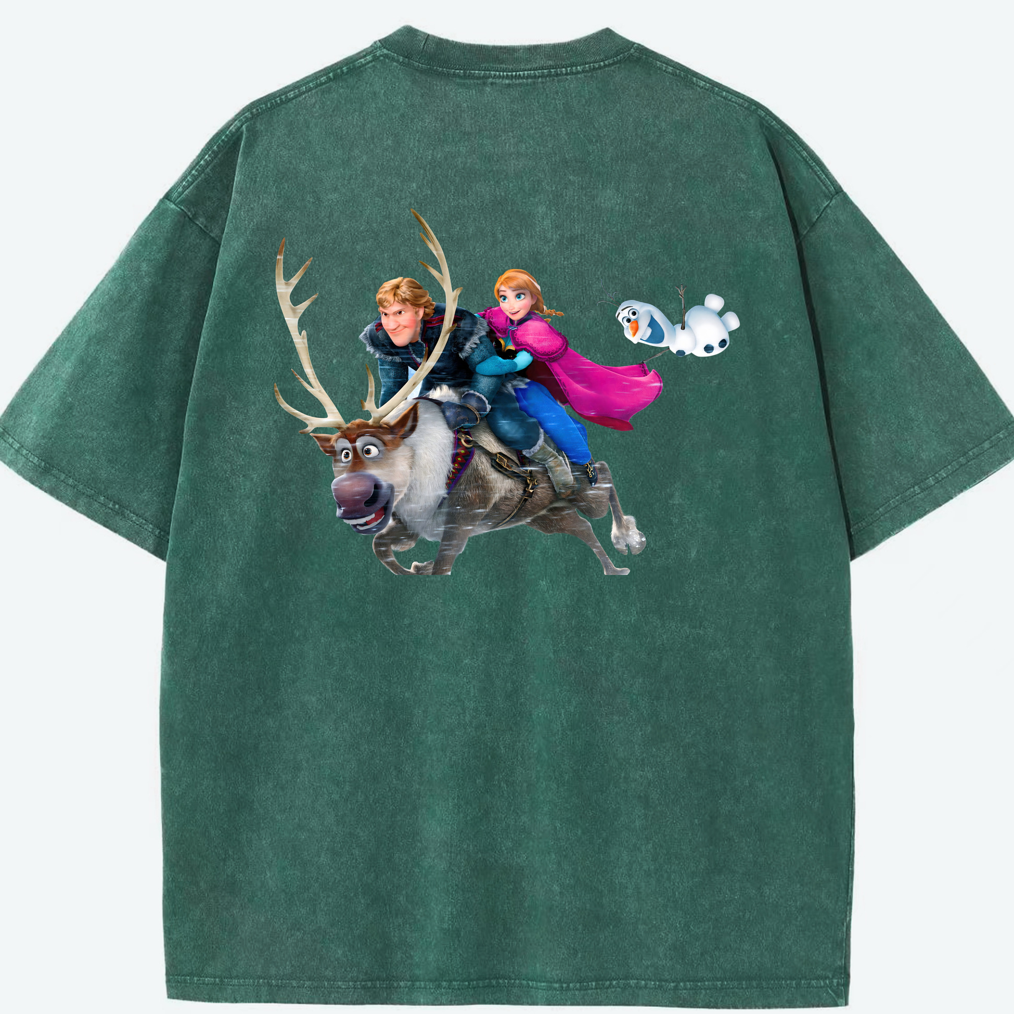 （画像用） アナと雪の女王 アンナ エルサ Frozen Anna Elsa 綿100% ヴィンテージ風 半袖Tシャツ（背面プリント）